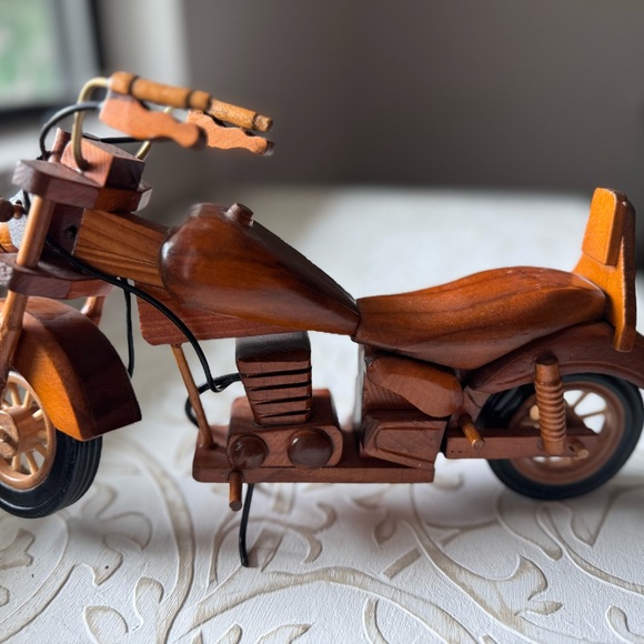 Handcrafted Wooden Motorcycle Model Decor - Picture 5 of 6
